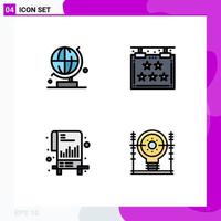 Group of 4 Modern Filledline Flat Colors Set for world list five star define Editable Vector Design Elements