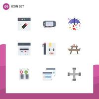 Pack of 9 Modern Flat Colors Signs and Symbols for Web Print Media such as online credit heart cash valentine Editable Vector Design Elements