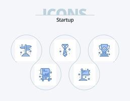 Startup Blue Icon Pack 5 Icon Design. winner. award. navigation. clothing. suit vector