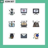 conjunto de 9 iconos de interfaz de usuario modernos signos de símbolos para el juego de transmisión de noticias utube imac elementos de diseño vectorial editables vector