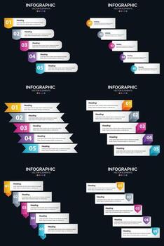 Vector 6 Infographics Pack Presentation slide template 5 Steps cycle diagrams and timelines