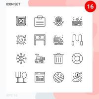 Outline Pack of 16 Universal Symbols of end power home wireless hardware Editable Vector Design Elements