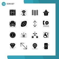Solid Glyph Pack of 16 Universal Symbols of police car winner speech conference Editable Vector Design Elements