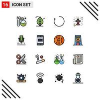 Editable Vector Line Pack of 16 Simple Flat Color Filled Lines of recording microphone clockwise mic religion Editable Creative Vector Design Elements