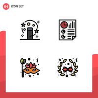 Stock Vector Icon Pack of 4 Line Signs and Symbols for magic mask transformation document carnival Editable Vector Design Elements