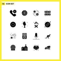 Stock Vector Icon Pack of 16 Line Signs and Symbols for computer gear chart setting statistics Editable Vector Design Elements