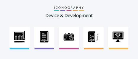 paquete de iconos de glifo 5 de dispositivo y desarrollo que incluye computadora. célula . célula. móvil. fotografía. diseño de iconos creativos vector