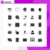 Modern Set of 25 Solid Glyphs Pictograph of mind scandinavia database pine trees arctic Editable Vector Design Elements