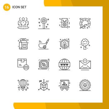 Pictogram Set of 16 Simple Outlines of beverage streamline sweet pallet player Editable Vector Design Elements