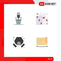 Pack of 4 creative Flat Icons of plug pollution cards play mobile Editable Vector Design Elements