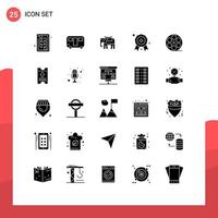 Universal Icon Symbols Group of 25 Modern Solid Glyphs of american play elephent movis star Editable Vector Design Elements