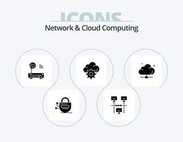 Network And Cloud Computing Glyph Icon Pack 5 Icon Design. network. cloud. device. technology. cloud vector