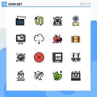 Stock Vector Icon Pack of 16 Line Signs and Symbols for computer modern e learning management business Editable Creative Vector Design Elements