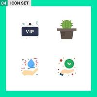 4 Universal Flat Icons Set for Web and Mobile Applications vip hand party bio hand Editable Vector Design Elements