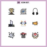 9 iconos creativos signos y símbolos modernos de auriculares de seguridad de diseñador rescatan elementos de diseño vectorial editables en la playa vector