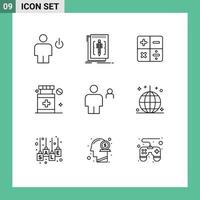 9 Thematic Vector Outlines and Editable Symbols of body medical language hospital math Editable Vector Design Elements