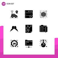 Group of 9 Solid Glyphs Signs and Symbols for page men seo male hipster Editable Vector Design Elements