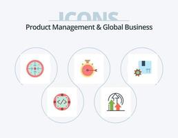 Product Managment And Global Business Flat Icon Pack 5 Icon Design. release. management. product. launch. operation vector