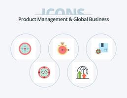 gestión de productos y paquete de iconos planos de negocios globales 5 diseño de iconos. lanzamiento. administración. producto. lanzamiento. operación vector