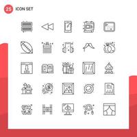 Stock Vector Icon Pack of 25 Line Signs and Symbols for direction route map mobile scale design Editable Vector Design Elements