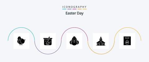 Easter Glyph 5 Icon Pack Including easter. christian. egg. celebration. happy vector