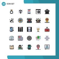 Pack of 25 creative Filled line Flat Colors of development coding sink browser video Editable Vector Design Elements