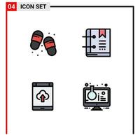 Stock Vector Icon Pack of 4 Line Signs and Symbols for beach app slippers favorite smartphone Editable Vector Design Elements