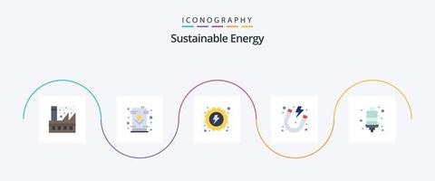 paquete de iconos de 5 planos de energía sostenible que incluye imán. energía. petróleo. electricidad. hidro vector