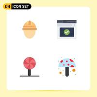 Pictogram Set of 4 Simple Flat Icons of cap christmas labor secure holiday Editable Vector Design Elements