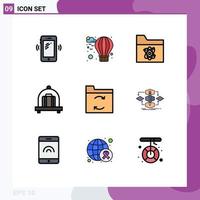 Set of 9 Modern UI Icons Symbols Signs for algorithm data atom backup baggage Editable Vector Design Elements