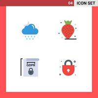 Flat Icon Pack of 4 Universal Symbols of cloud law weather strawberry terms Editable Vector Design Elements