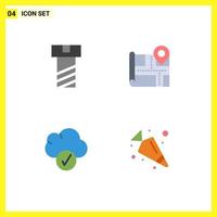 Universal Icon Symbols Group of 4 Modern Flat Icons of bolt food location complete 5 Editable Vector Design Elements