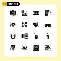 Mobile Interface Solid Glyph Set of 16 Pictograms of technology idea arrow business energy Editable Vector Design Elements