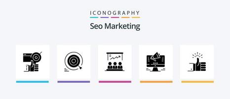 paquete de iconos de glifo 5 de marketing seo que incluye web. promoción. flecha. marketing. usuario. diseño de iconos creativos vector