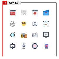 16 User Interface Flat Color Pack of modern Signs and Symbols of forecasting pay plan global credit Editable Pack of Creative Vector Design Elements