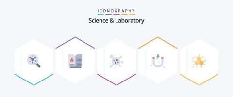 paquete de iconos planos de ciencia 25 que incluye . . ciencia. ciencia. químico vector