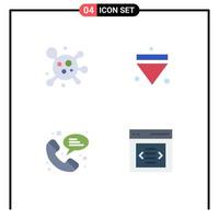 Modern Set of 4 Flat Icons and symbols such as atom chat arrow down interface Editable Vector Design Elements