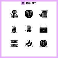 paquete de iconos de vector de stock de 9 signos y símbolos de línea para encontrar elementos de diseño de vector editables de fraude matrioshka de cálculo de paz