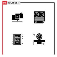 4 Solid Glyph concept for Websites Mobile and Apps viral doc digital page doc file Editable Vector Design Elements