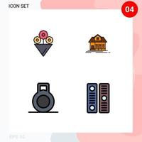 4 Creative Icons Modern Signs and Symbols of flower document house dumbbell 81 Editable Vector Design Elements