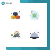 Set of 4 Commercial Flat Icons pack for box landscape store mobile rainbow Editable Vector Design Elements