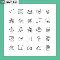 Set of 25 Modern UI Icons Symbols Signs for idea security communication screen bug Editable Vector Design Elements