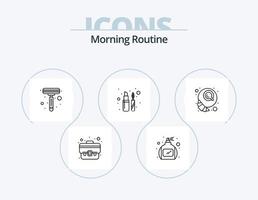 Morning Routine Line Icon Pack 5 Icon Design. . cup. dots. cake. ironing stand vector