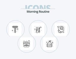 Morning Routine Line Icon Pack 5 Icon Design. . cup. dots. cake. ironing stand vector