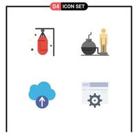 Universal Icon Symbols Group of 4 Modern Flat Icons of bag cloud sand debt upload Editable Vector Design Elements