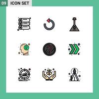 9 Universal Filledline Flat Color Signs Symbols of question human balalaika head answer Editable Vector Design Elements