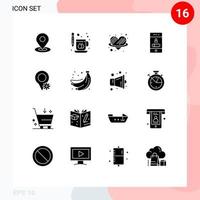 16 Universal Solid Glyph Signs Symbols of telephone phone print mobile romance Editable Vector Design Elements