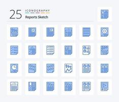 Reports Sketch 25 Blue Color icon pack including page. data. page. video. paper vector