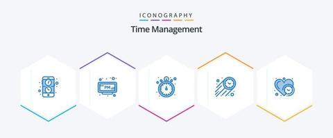 Time Management 25 Blue icon pack including heart. time. pocket watch. stopwatch. fast vector