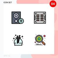 conjunto de 4 iconos de interfaz de usuario modernos símbolos signos para computadoras fragancia hardware construcción aroma elementos de diseño vectorial editables vector